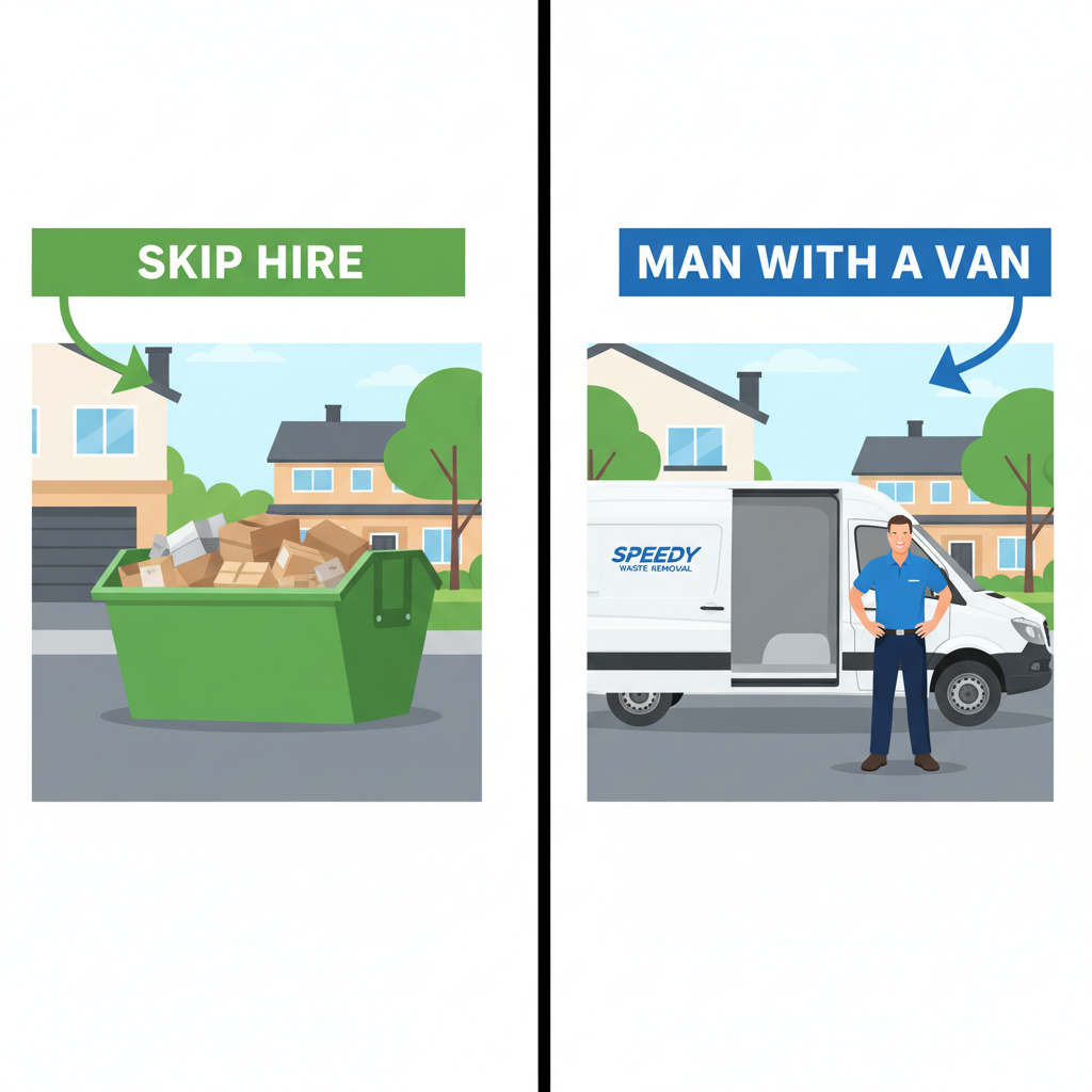Skip hire vs man with a van cost in 2026: Waste disposal guide