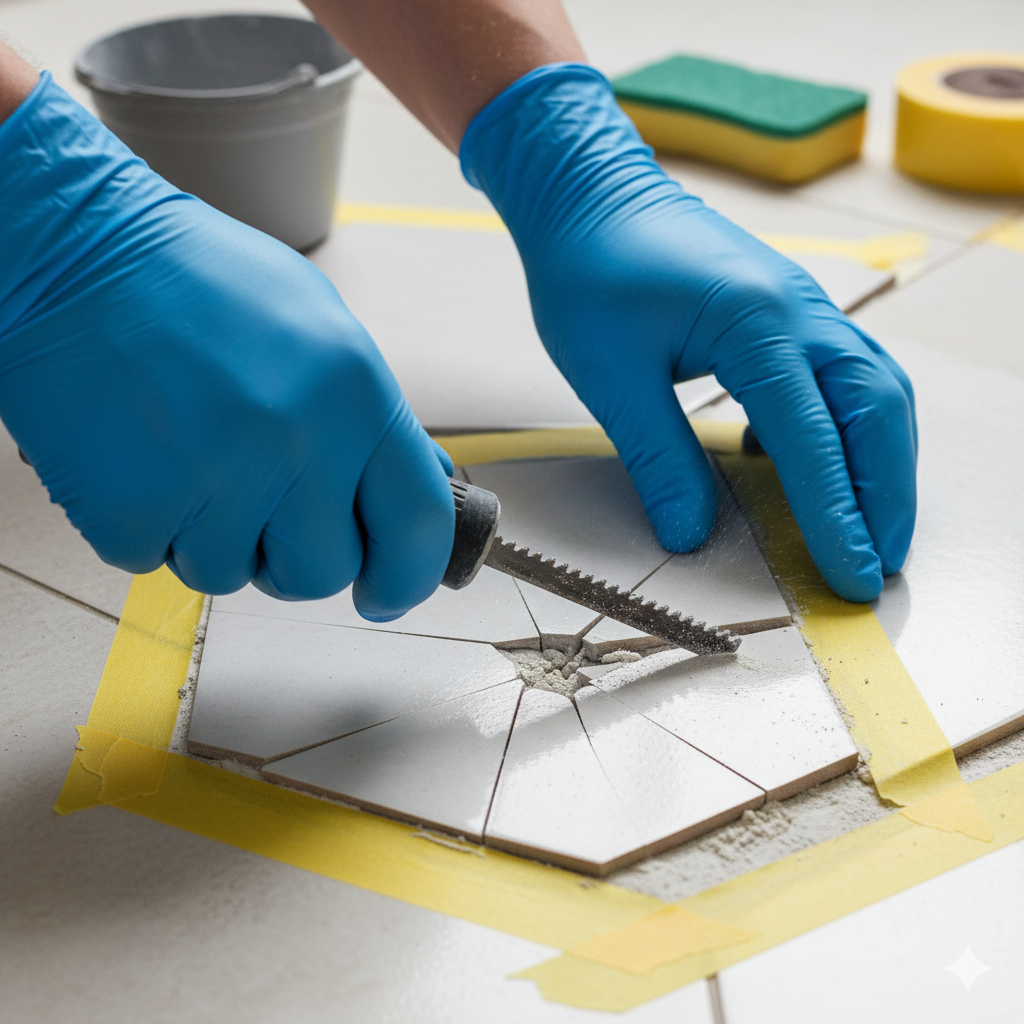 Basic tiling repairs: How to replace one cracked tile and re-grout a small area