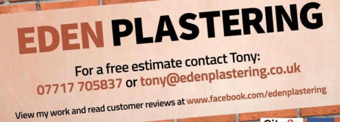 Main header - "Eden Plastering"