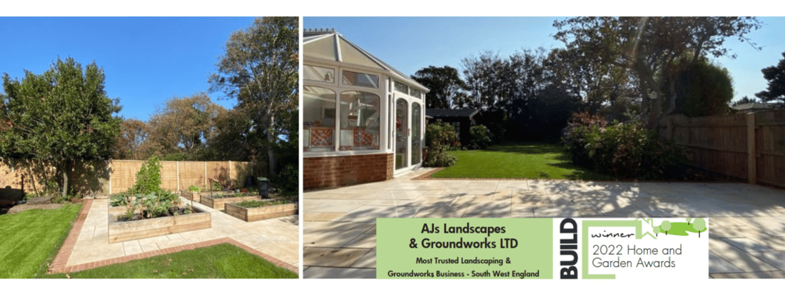 Main header - "AJ's Landscapes & Groundworks LTD"