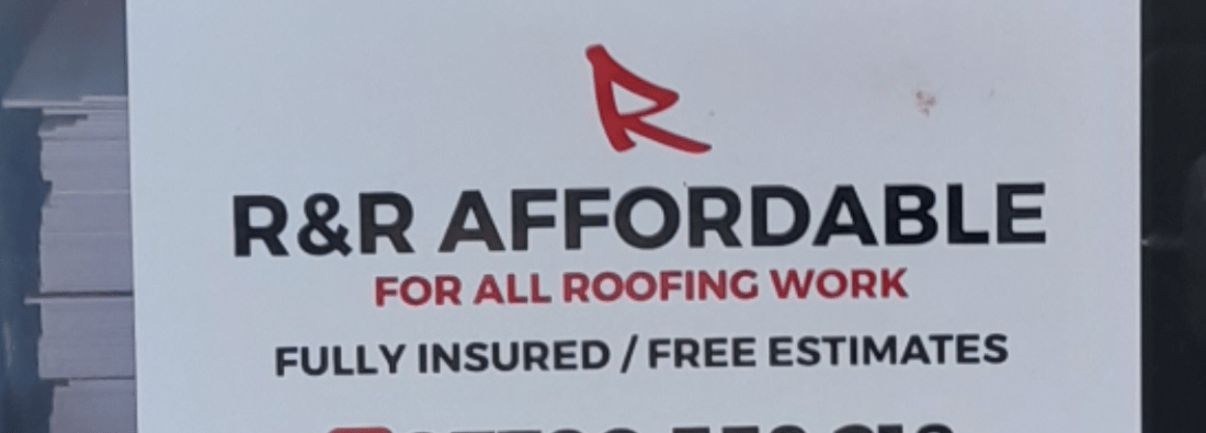 Main header - "R&R Affordable Home Improvements"