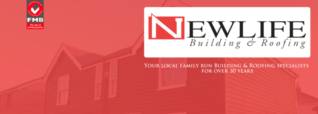 Main header - "Newlife Building and Roofing"