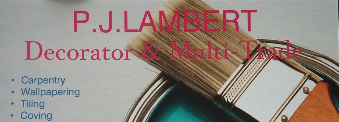 Main header - "p.j.lambert painter & decorator"