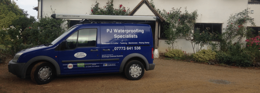 Main header - "P J Waterproofing"