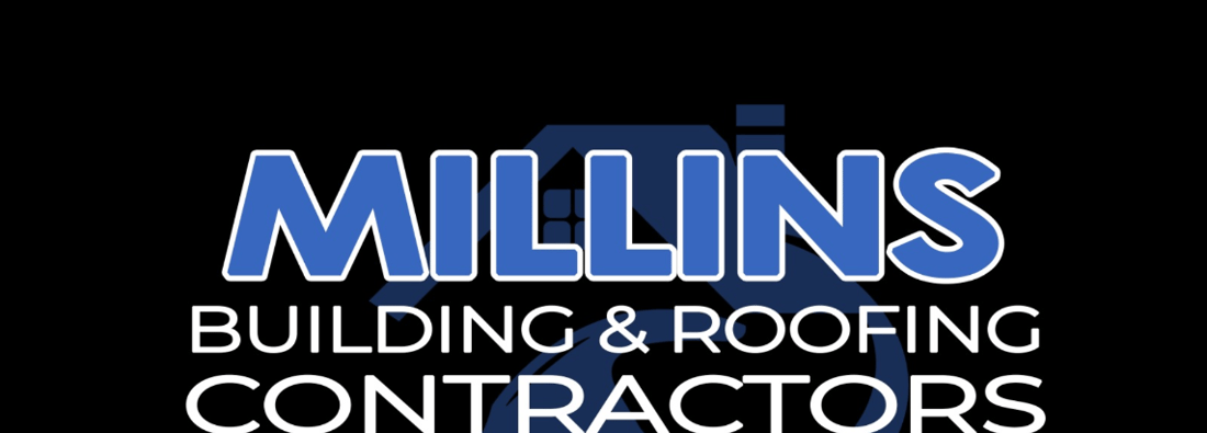 Main header - "millins building and roofing contractors"