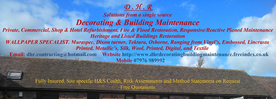 Main header - "DHR Decorating & Building Maintenance"