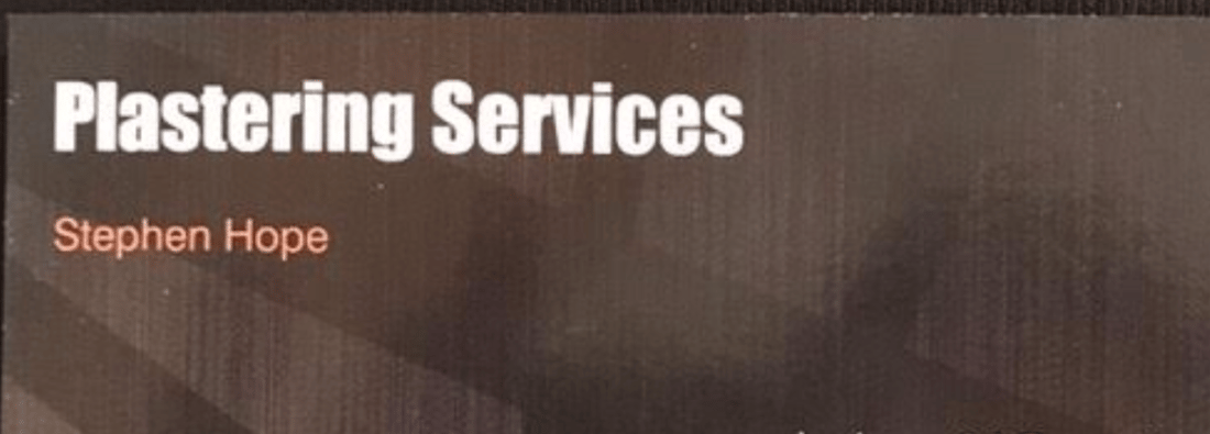 Main header - "Stephen  Hope Plastering"