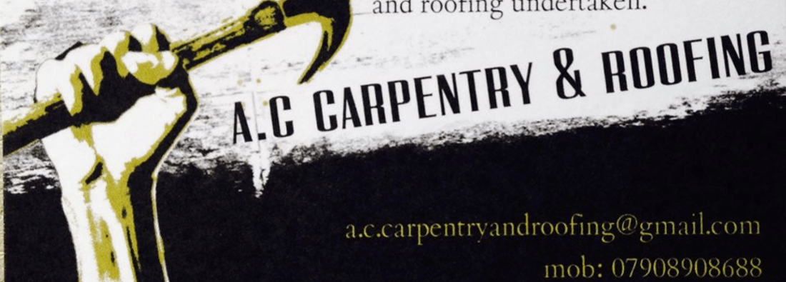 Main header - "a.c carpentry and roofing"