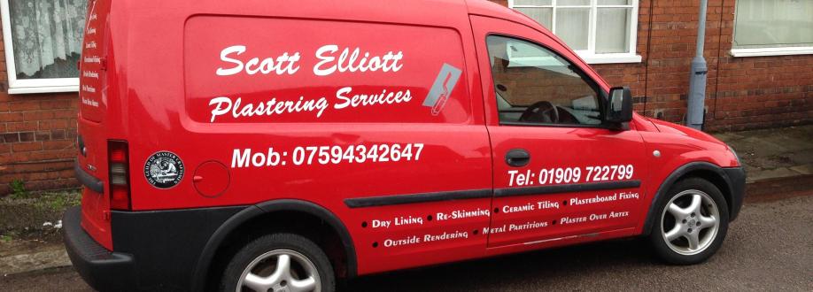 Main header - "plastering services by Scott Elliott"