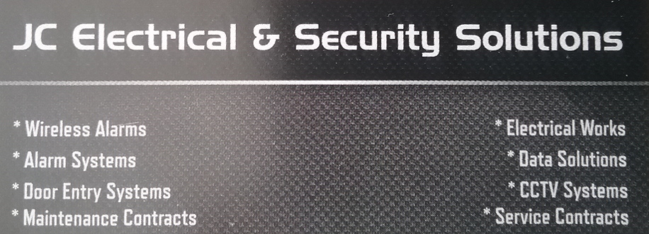 Main header - "J C Electrical & Security Solutions"