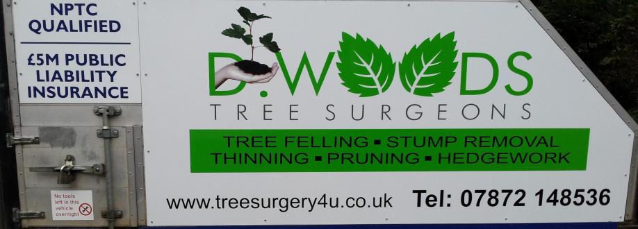 Main header - "D Woods Tree surgeons"