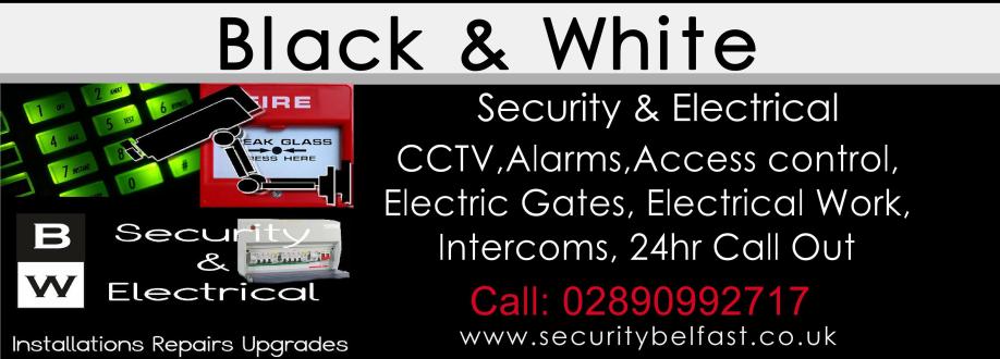 Main header - "Black and white security"