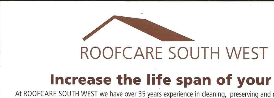 Main header - "roofcare south west Ltd"
