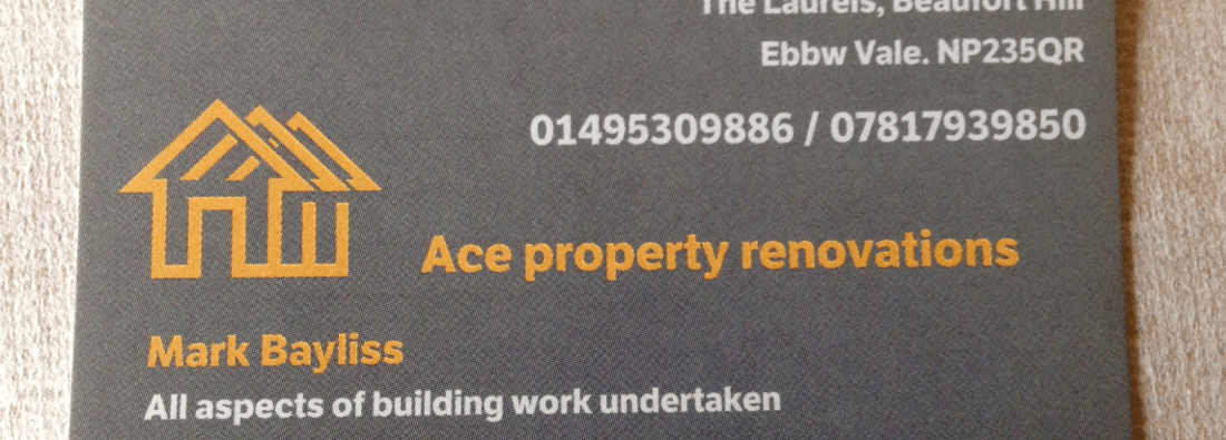 Main header - "Ace property renovations"