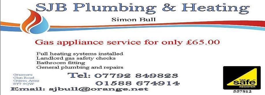 Main header - "SJB Plumbing & Heating"