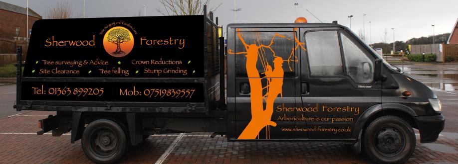 Main header - "Sherwood Forestry - Tree and Garden care"