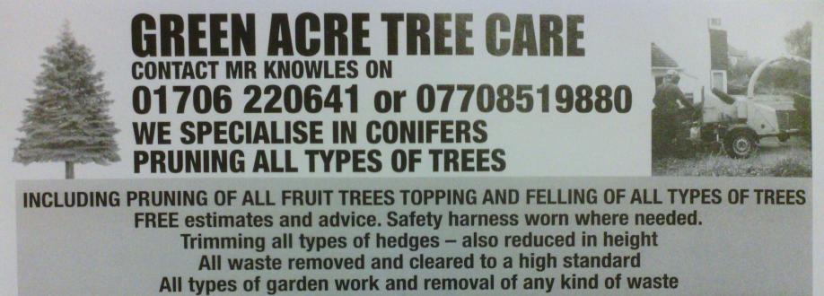 Main header - "green acre tree care"