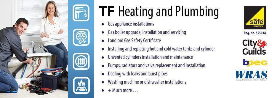 Main header - "TF Heating and Plumbing Ltd"