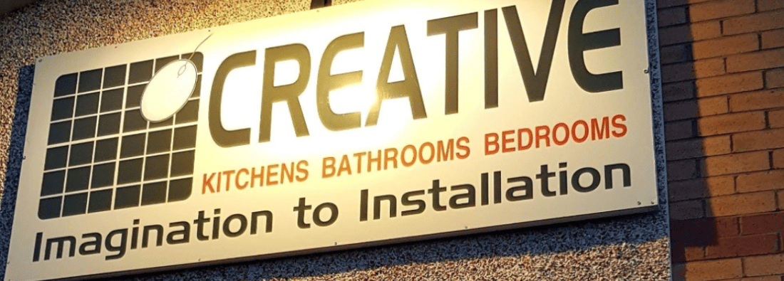 Main header - "Creative bathrooms & kitchens"