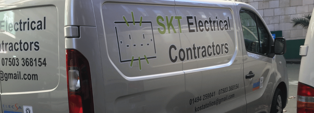 Main header - "SKT Electrical contractors"