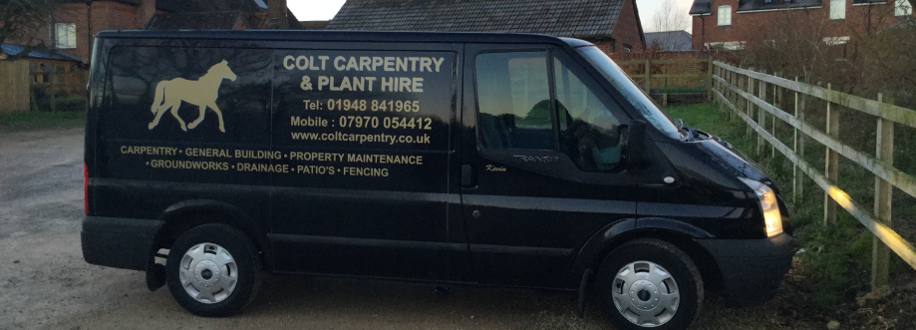 Main header - "Colt carpentry and plant hire"