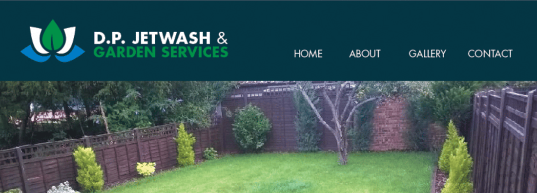 Main header - "D.P. Jet Washing & Gardening Services"