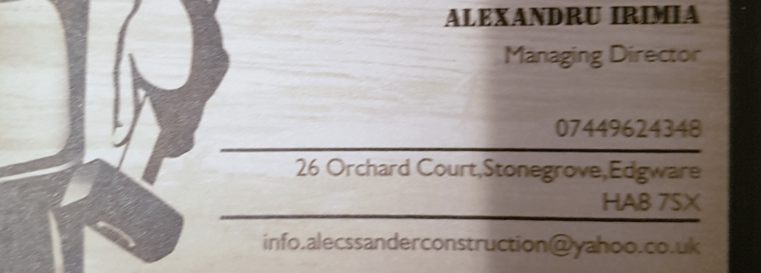 Main header - "ALECSSANDER CONSTRUCTION LTD"