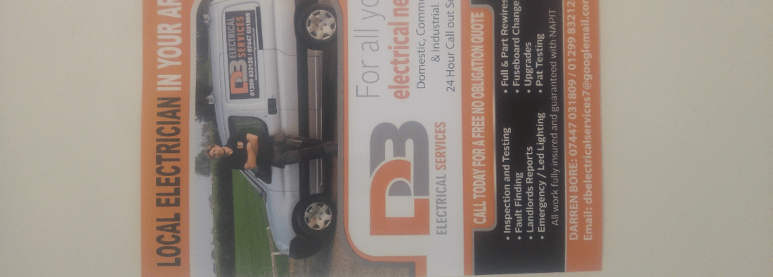 Main header - "DB ELECTRICAL SERVICES"
