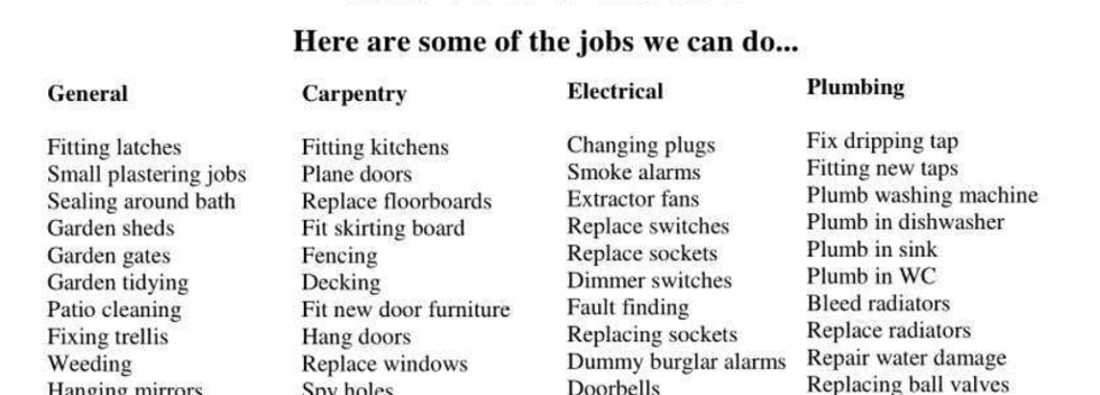 Main header - "The Handymen Property Services"