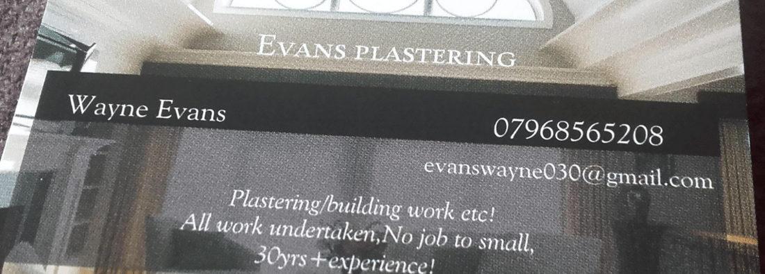 Main header - "Evans Plastering"