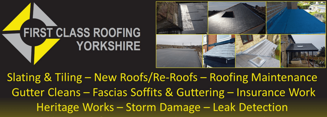 Main header - "First Class Roofing Yorkshire"