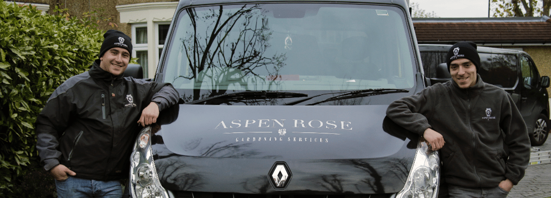 Main header - "ASPEN ROSE GARDENING SERVICES LTD"