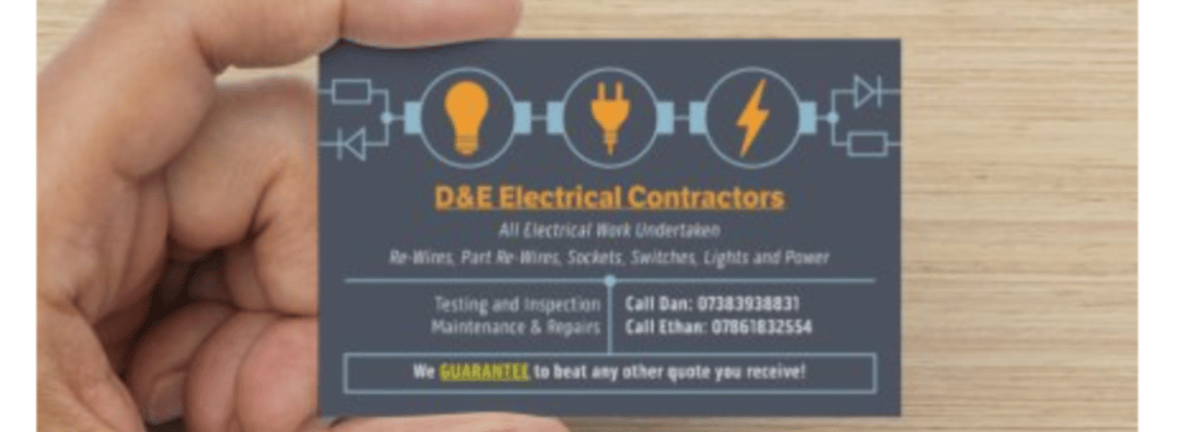 Main header - "D & E ELECTRICAL CONTRACTORS"