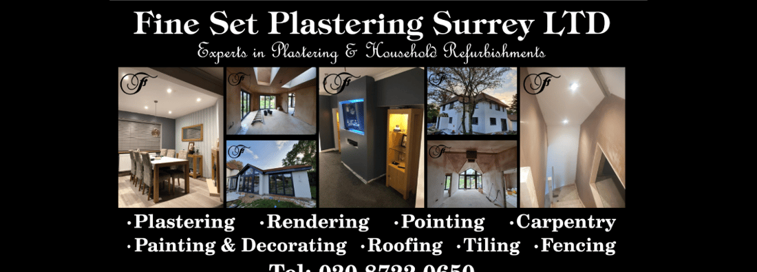 Main header - "FINE SET PLASTERING (SURREY) LTD"