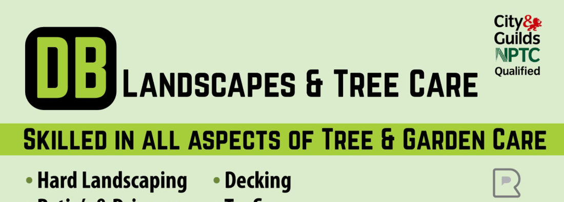 Main header - "DB Landscapes & Tree Care"