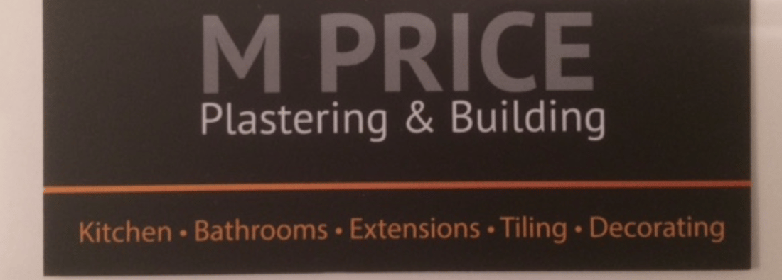 Main header - "M Price Plastering and Building"