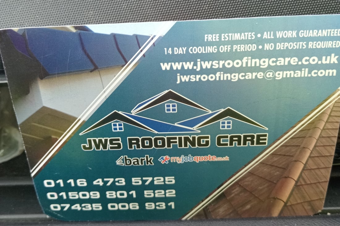Main header - "JWS Roofing Care"