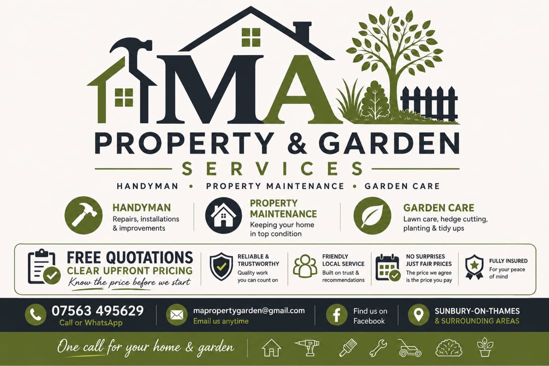 Main header - "MA Property & Garden Services"