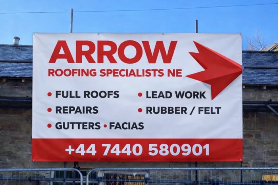 Main header - "Arrow Roofing Specialists  NE"