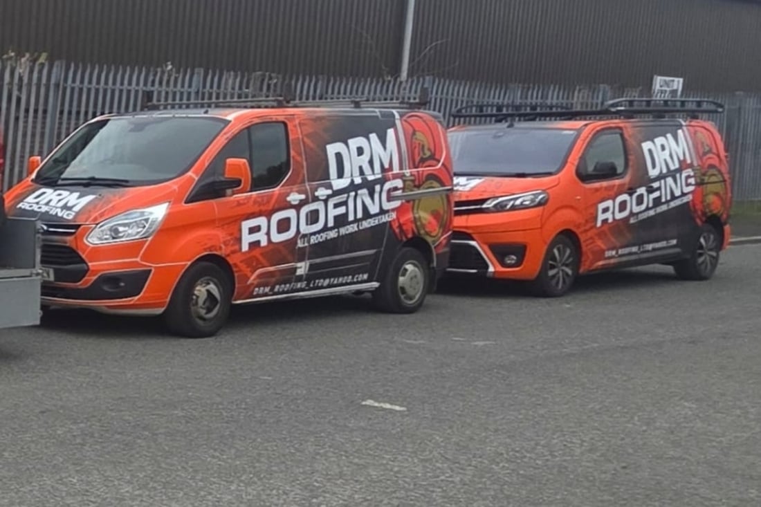 Main header - "DRM Roofing"