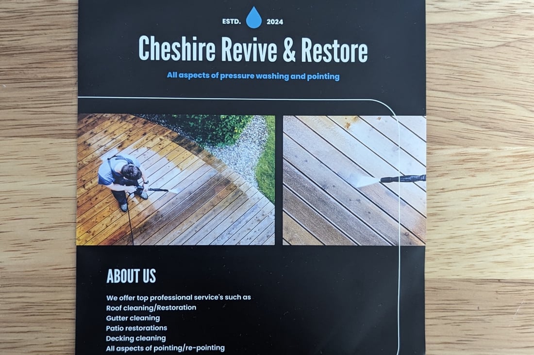 Main header - "Cheshire revive & restore"