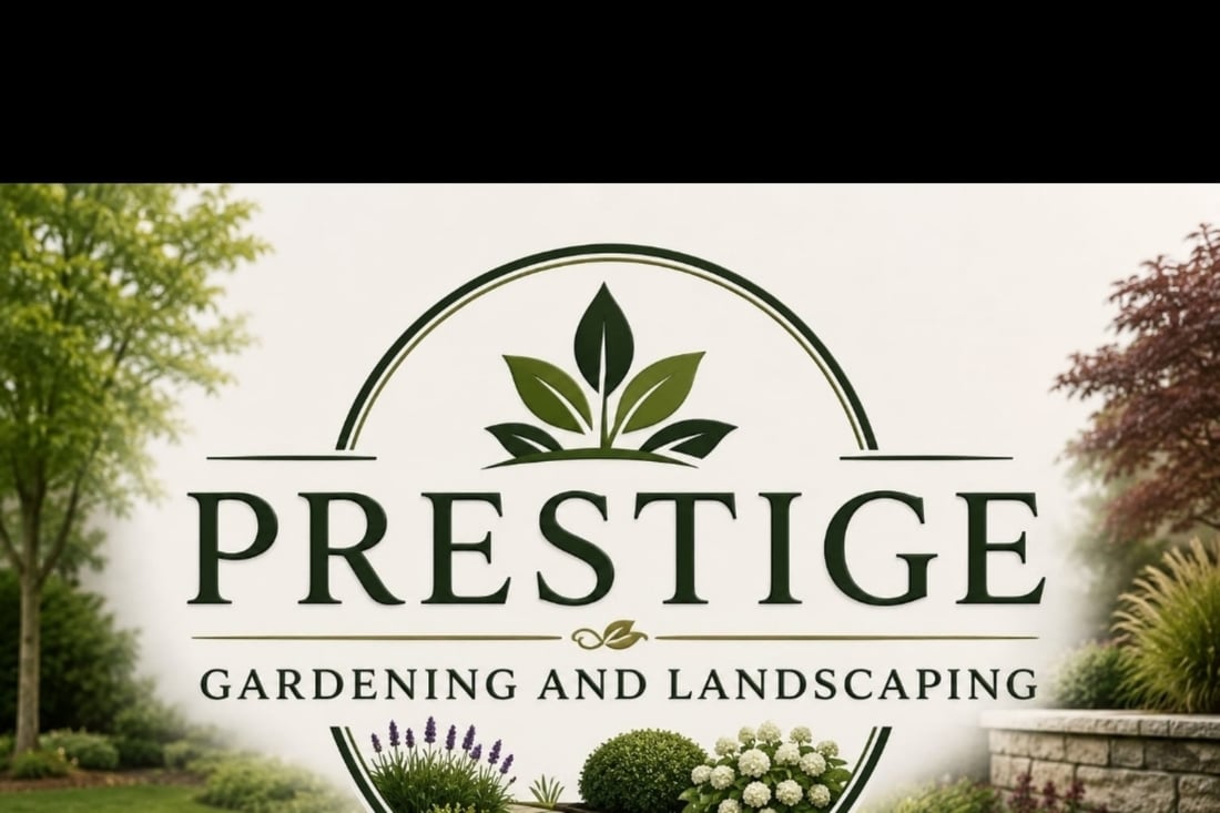Main header - "Prestige Gardening & Landscaping"