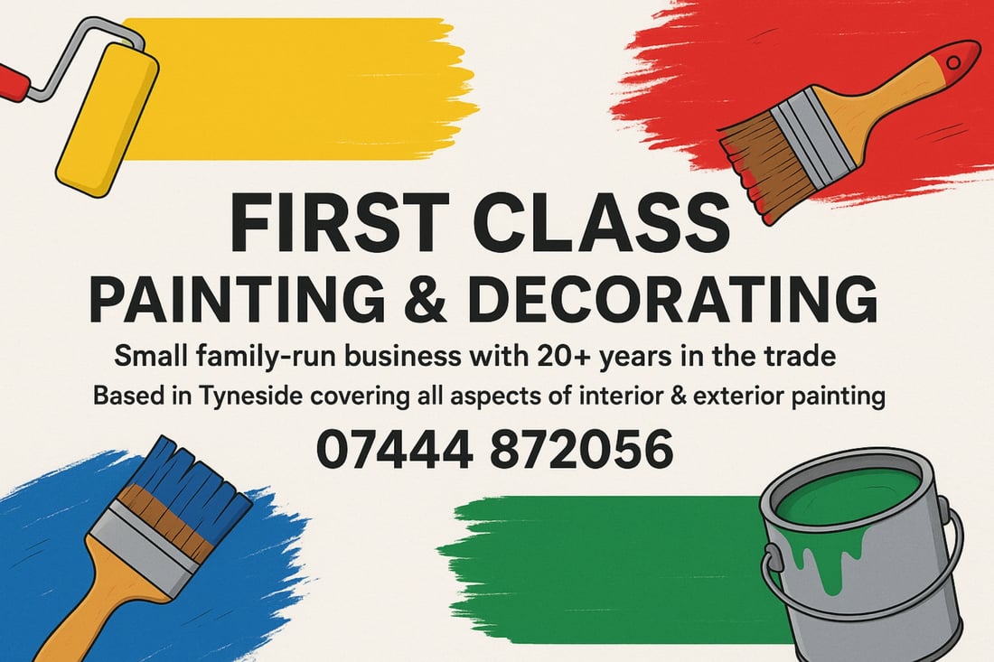 Main header - "First Class Painting & Decorating"