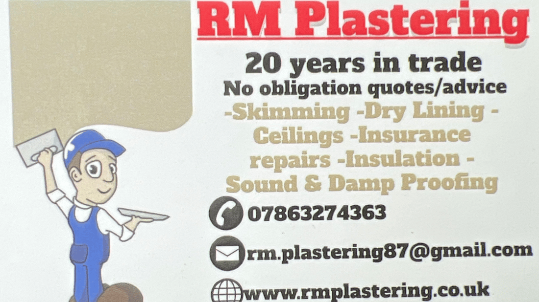Main header - "RM Plastering"