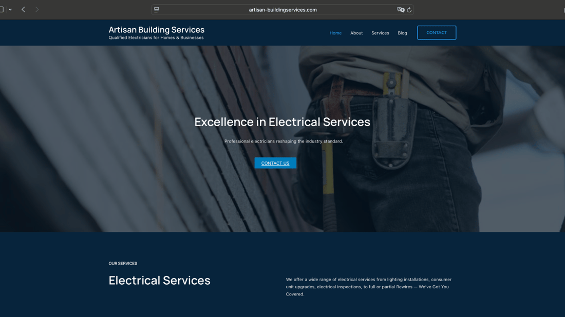 Main header - "ARTISAN BUILDING SERVICES LTD"