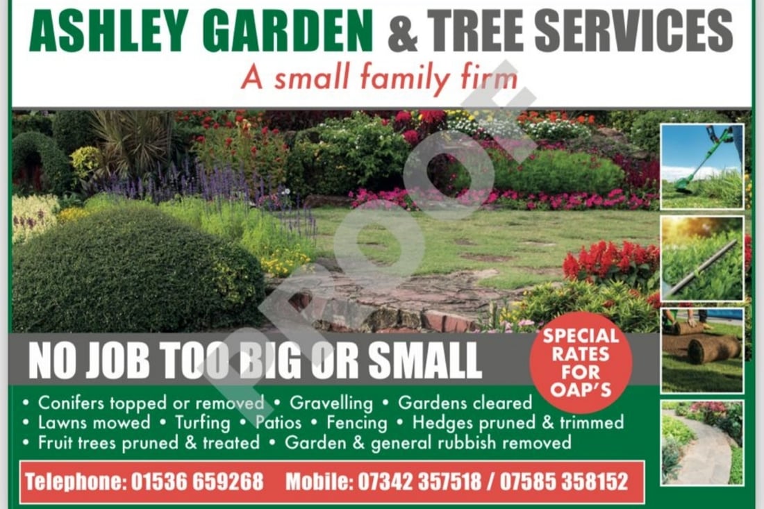 Main header - "Ashley Garden & Tree Services"