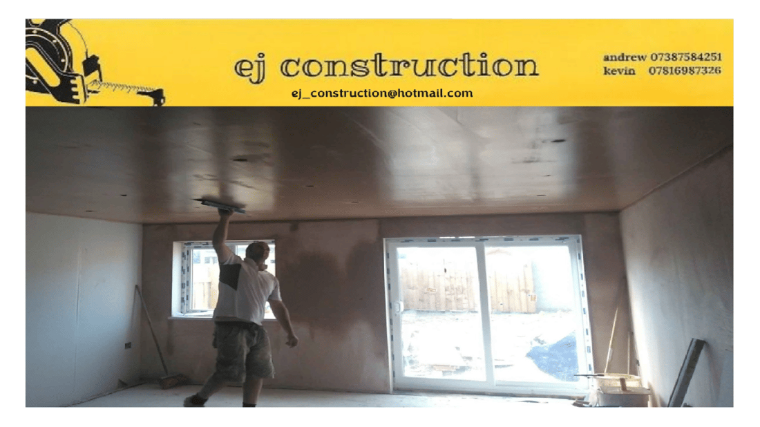 Main header - "E J CONSTRUCTION"