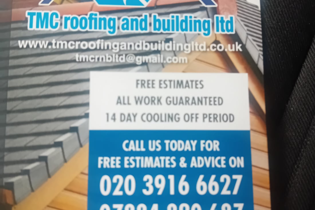 Main header - "TMC Roofing and Building LTD"