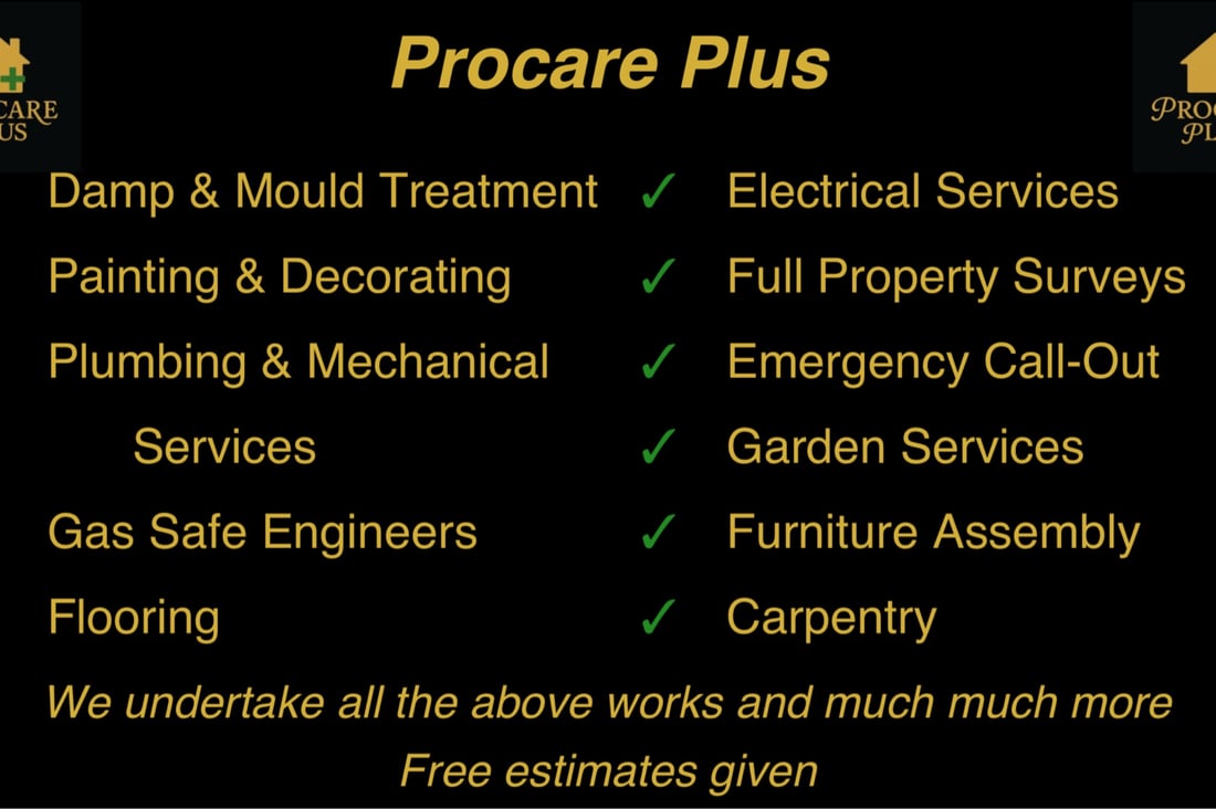 Main header - "PROCARE PLUS PROPERTY MAINTENANCE LIMITED"