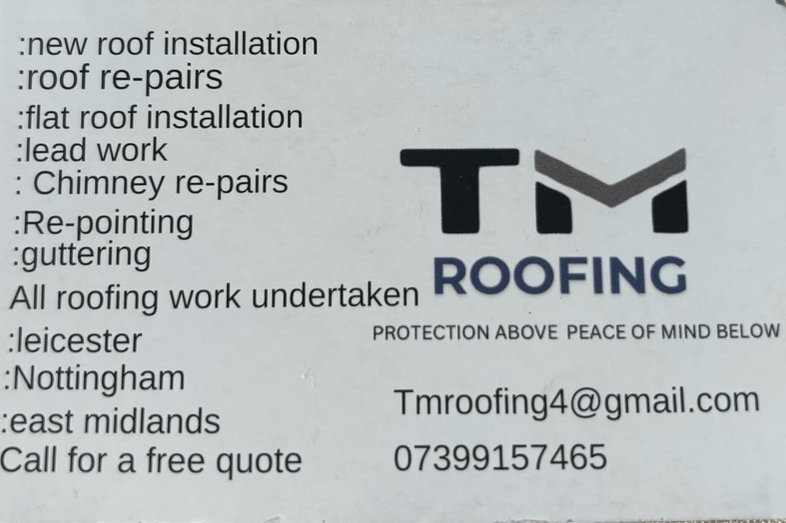 Main header - "TM ROOFING"